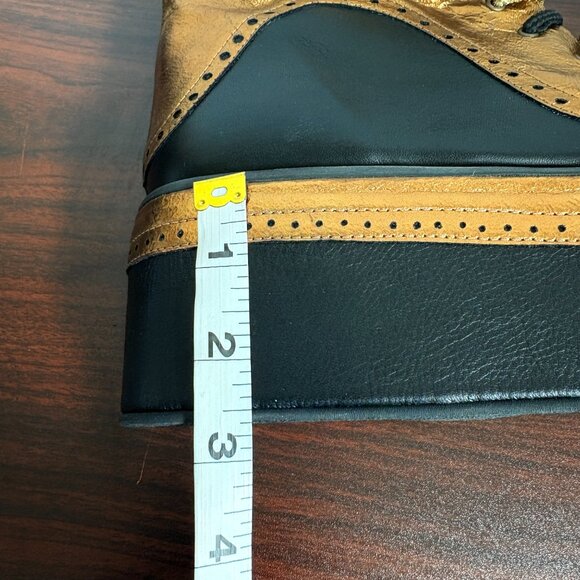 Buffalo London Vintage Metallic Copper and Black Leather Platform Boots Size 40 - Picture 8 of 11